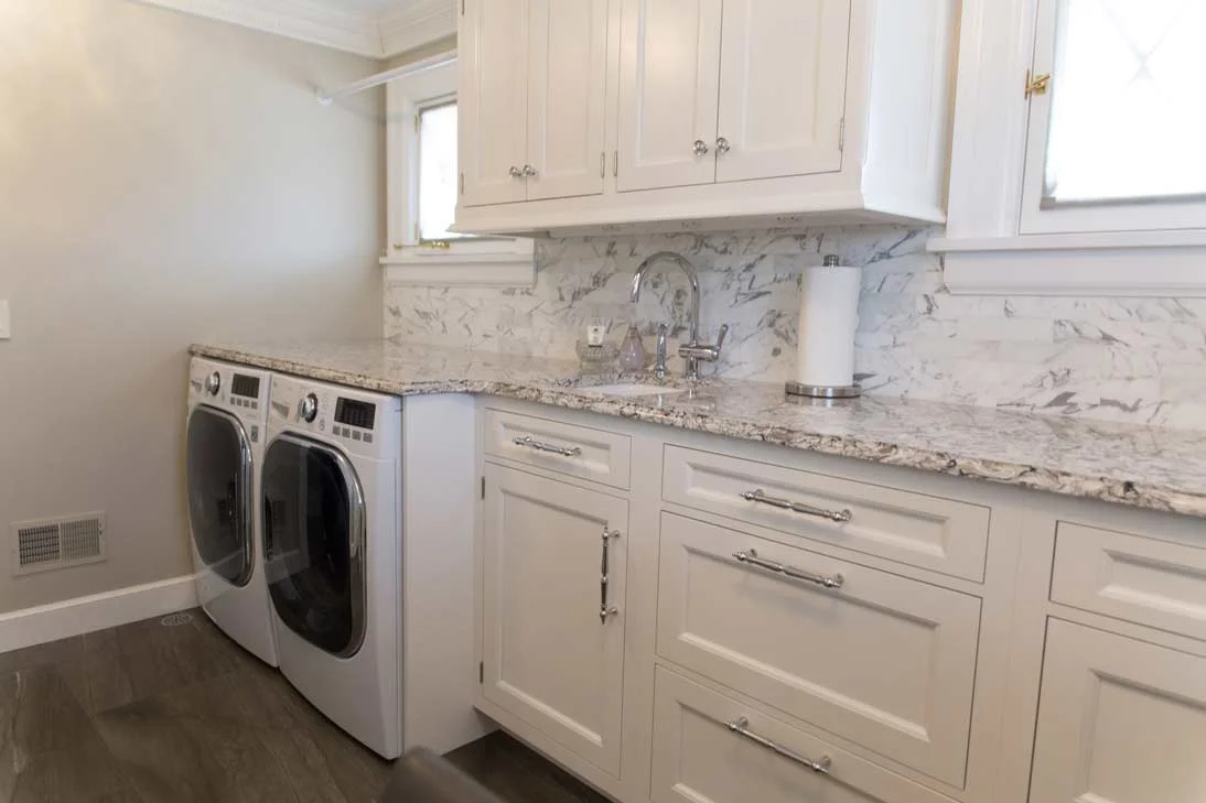 Laundry room renovation with custom storage